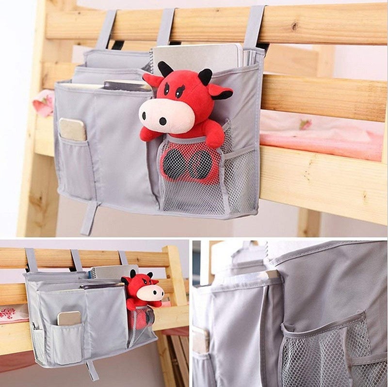 Sugaroom Bunk Bed Organizer - Bedside Storage Caddy with Pockets for College Dorm, Hospital, Baby Bed & Camp (Grey) - Image 3